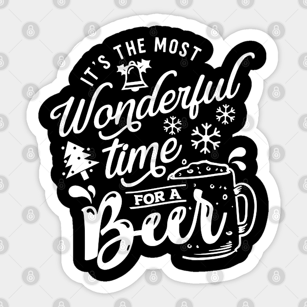 Beer Lover - It's The Most Wonderful Time For A Beer Santa Christmas Sticker by Saymen Design